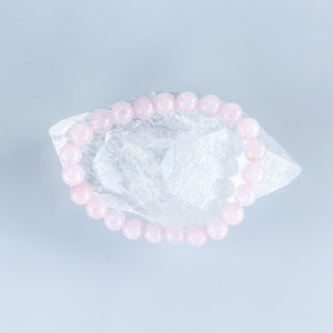Rose quartz crystal beaded stretch elastic bracelet gemrox australia 