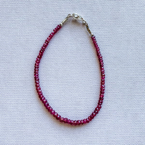pink ruby crystal beaded silver bracelet gift valentines mothers day australia