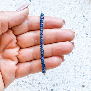 blue sapphire crystal beaded silver bracelet mothers day gift birthday australia