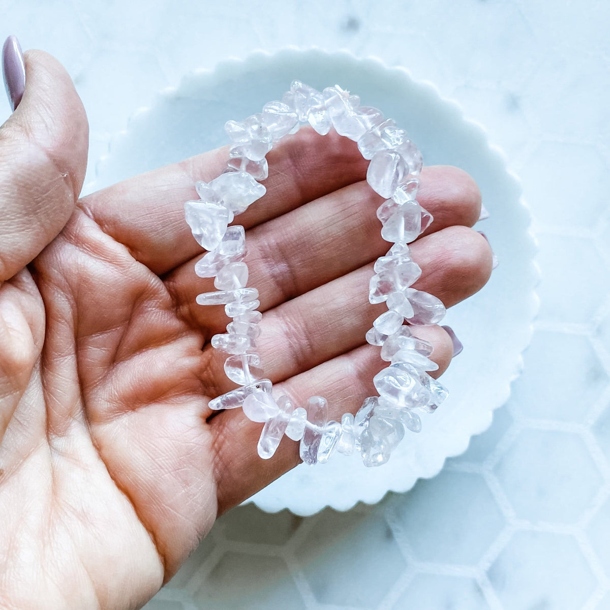 pink rose quartz crystal chip elastic stretch healing bracelet australia