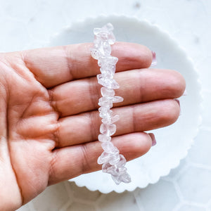 pink rose quartz crystal chip elastic stretch healing bracelet australia
