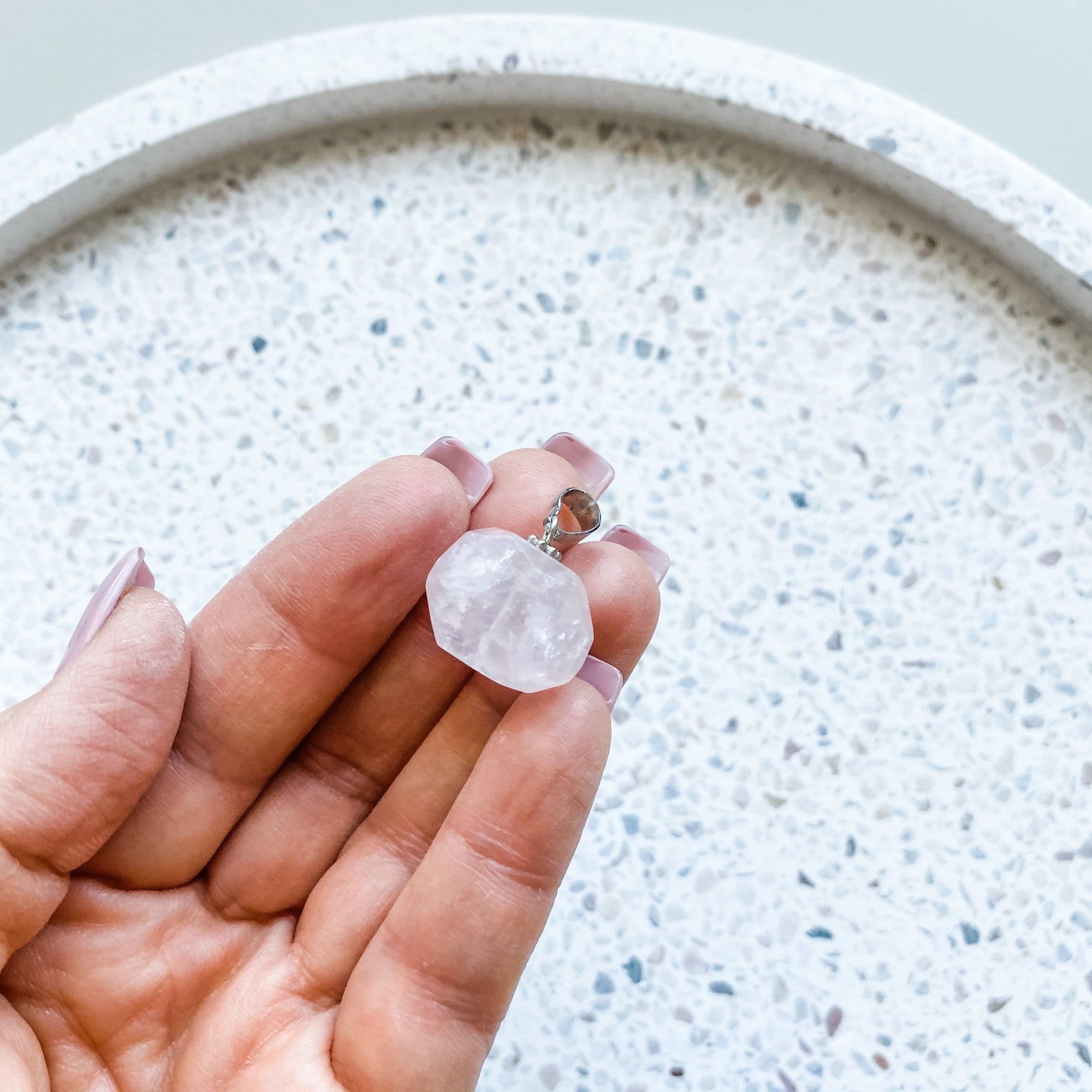 rose quartz crystal polished faceted stone pendant necklace choker australia