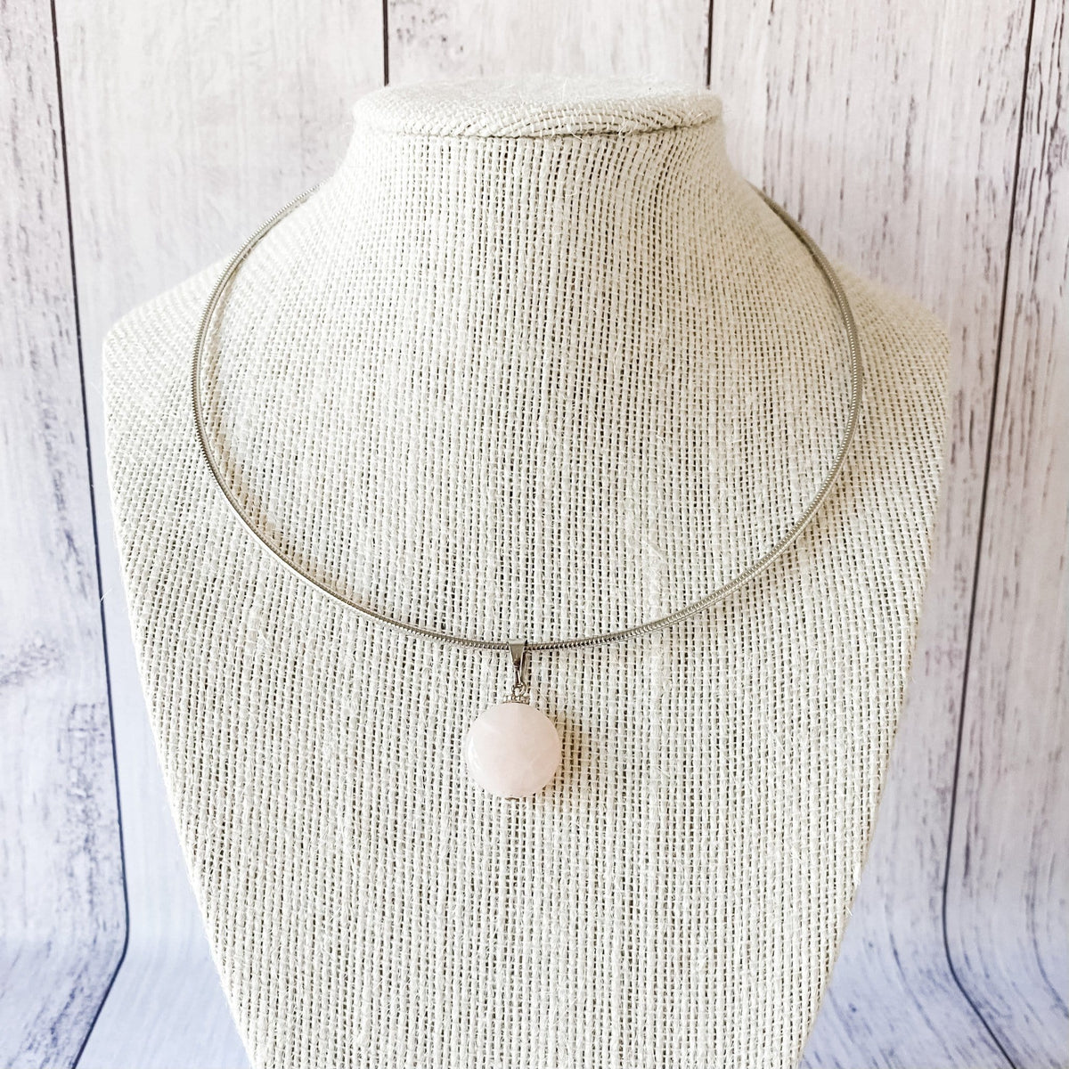 rose quartz crystal polished round stone pendant silver choker necklace australia