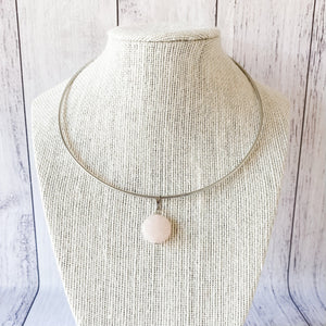 rose quartz crystal polished round stone pendant silver choker necklace australia