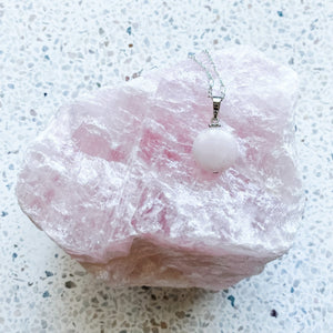 rose quartz crystal polished round stone pendant silver choker necklace australia