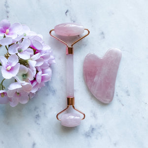 rose quartz crystal heart shaped gua sha facial tool massaging anti aging australia