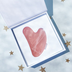 rose quartz crystal heart shaped gua sha facial tool massaging anti aging australia