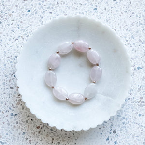 rose quartz crystal stone beaded elastic stretch healing bracelet pink and gold bracelet australia