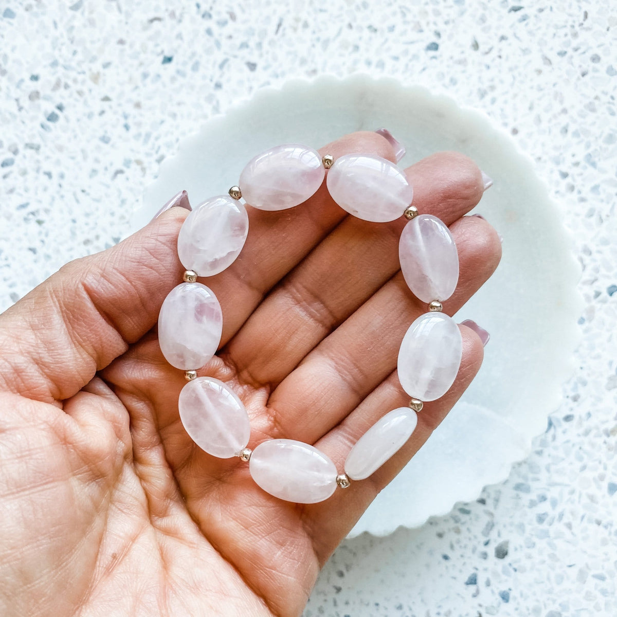 rose quartz crystal stone beaded elastic stretch healing bracelet pink and gold bracelet australia