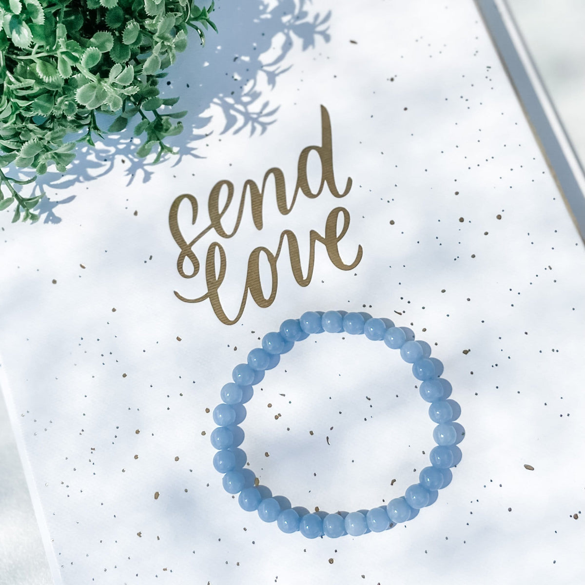 s926 Angelite crystal beaded stone stretch bracelet gemrox australia