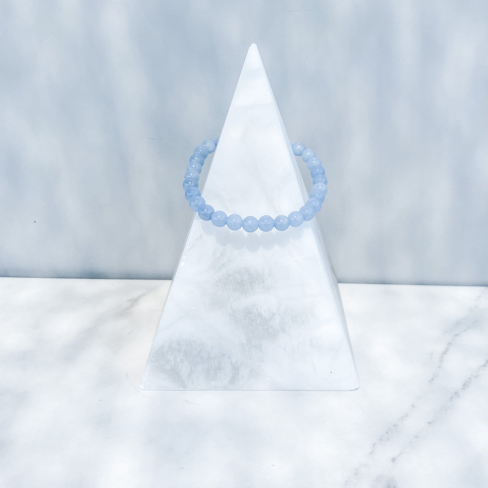 s926 Angelite crystal beaded stone stretch bracelet gemrox australia