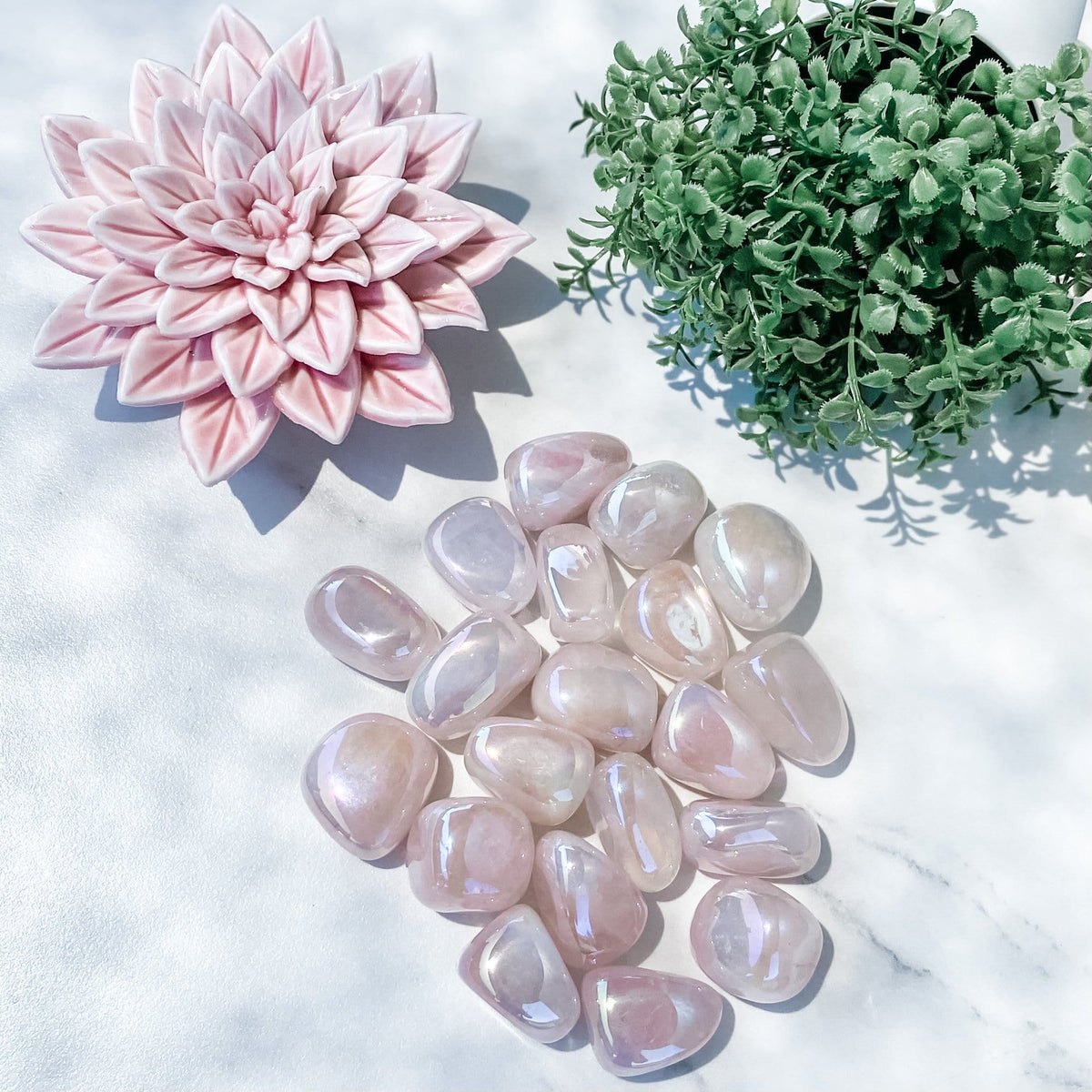 Rose quartz aura crystal tumbled stone gemrox australia