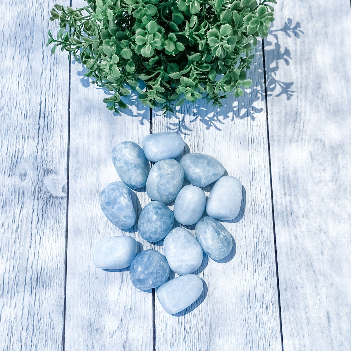 Blue Calcite crystal tumbled stone gemrox australia