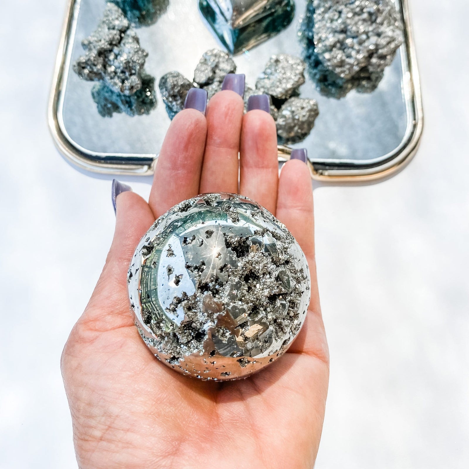 s933 Pyrite crystal ball sphere 6cm gemrox australia