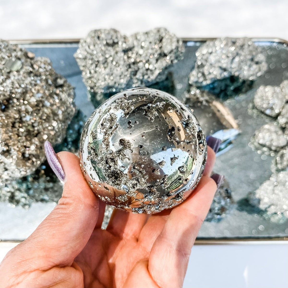 s933 Pyrite crystal ball sphere 6cm gemrox australia