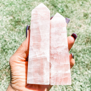Pink Calcite crystal generator tower gemrox australia