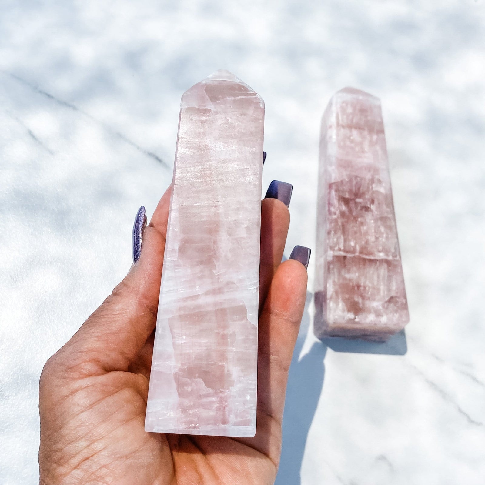 Pink Calcite crystal generator tower gemrox australia