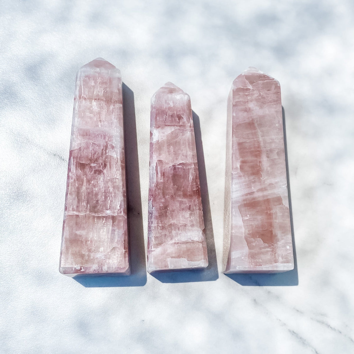Pink Calcite crystal generator tower gemrox australia