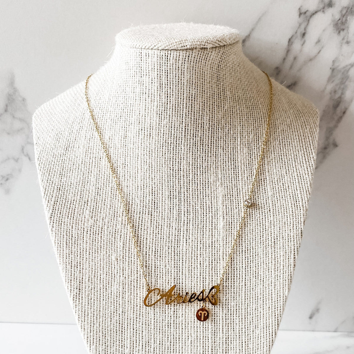 s961 Aries Stainless Steel Zodiac Sign Gold Necklace Gemrox Australia 2
