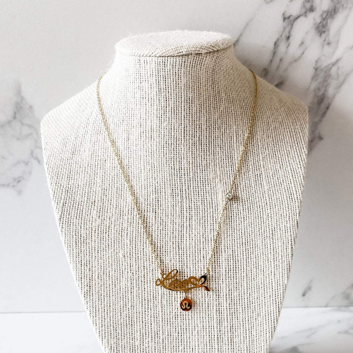 s961 Leo Stainless Steel Zodiac Sign Gold Necklace Gemrox Australia