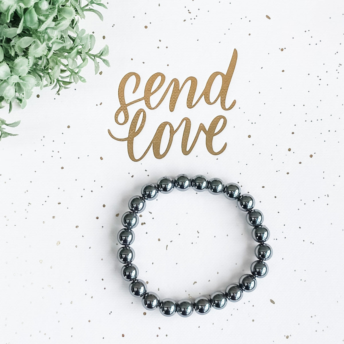 s981 Hematite beaded stone bracelet australia gemrox crystals 1